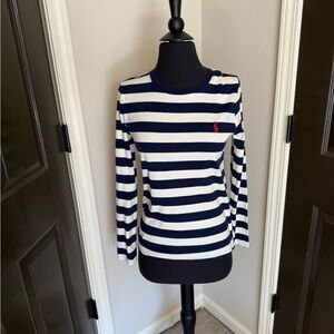 Ralph Lauren Sport Navy and White Striped Long Sleeve Tee